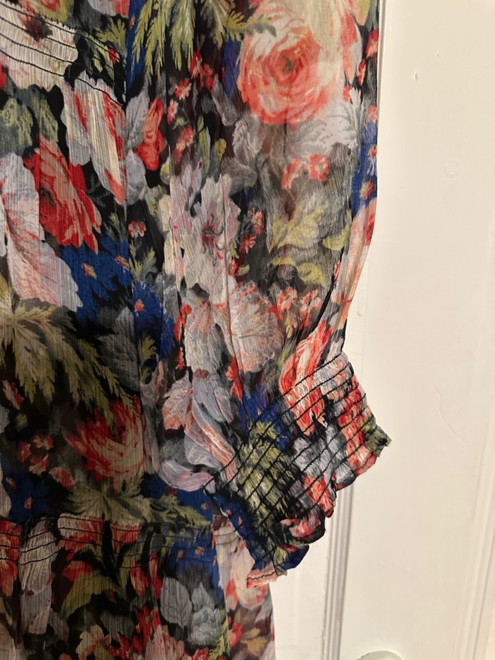 Anthropologie Marais Floral Maxi Dress in Black with Red, Pink and Blue Accents - Picture 6 of 7